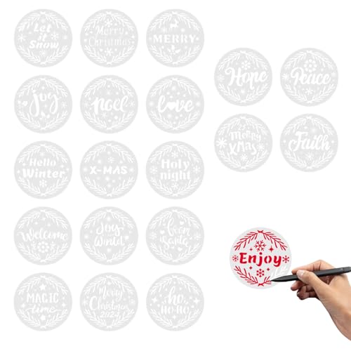 Christmas Stencils | Round Christmas Words Stencils | Winter Template | Holiday Words Drawing Templates | Christmas Cookie Stencils | Reusable Christmas Stencils For Crafts von Generisch