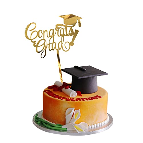 Cookie Topper Custom Congrats Graduation Hat Student Class of 2022 Double Glitter Card Baby White Glow Sticks (Gold, Einheitsgröße) von Generisch