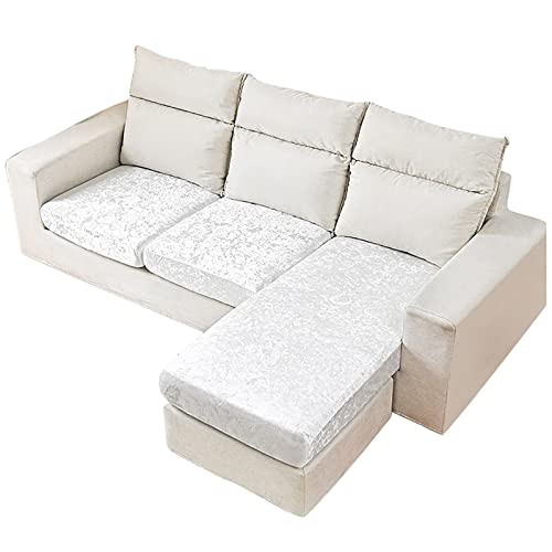 Couch-Kissenbezug-Set, Plüsch, Pannesamt, rutschfest, für Sofamöbel, mit elastischer Unterseite, Stretch-Sitzkissen-Schonbezug, Weiß, 2 Stück von Generisch