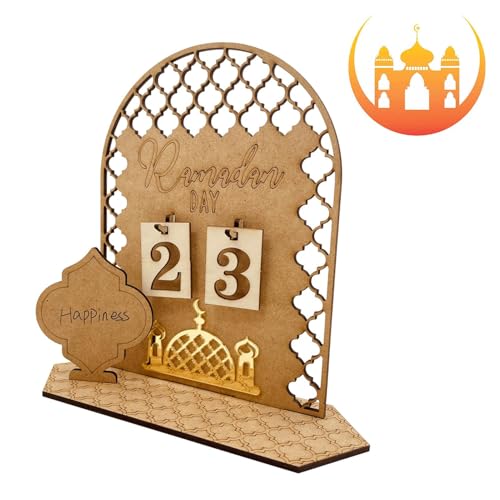 Countdown-Kalender – Ramazan Advant Kalender Countdown | Holz Ramazan Countdown Kalender Ornament | Eid Ornament | Holz Ramazan Kalender | Home Party Dekoration Handwerk Ornament von Generisch