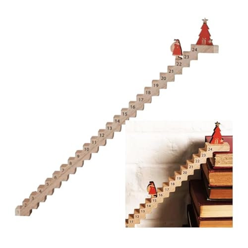 Countdown Kalender Santa Climbing Staircase,Weihnachtsmann-Countdown-Kalender,Holz Santa Staircase Adventskalender 2024,Adventskalender Wednesday Weihnachts-Countdown Dekoration für Weihnachten (1pc) von Generisch