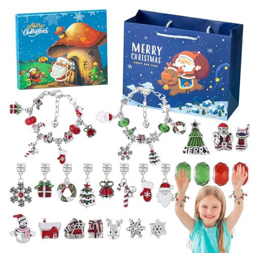 Countdown-Kalender Schmuckherstellungsset, Weihnachts-Adventskalender | Kristall-Adventskalender,Niedlicher Damen-Schmuck-Weihnachtsmann-Schmuckherstellungsset für Familie, Freunde, Kinder von Generisch