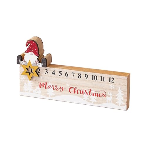 Countdown-Kalender aus Holz, Ornamente, gesichtsloser alter Mann für Feiertage und festlichen Countdown Ygf754 (A, 20 x 11 x 3 cm) von Generisch