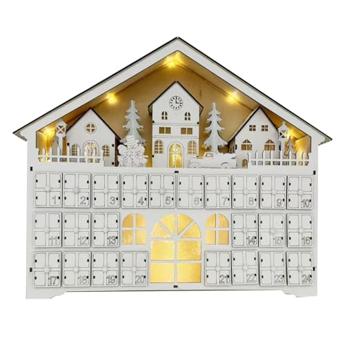 Countdown Timer Uhr Groß Holz Weihnachten Adventskalender mit 24 Schubladen Countdown bis Weihnachten Nachfüllbar Holz Adventskalender 2024 Kinder von Generisch