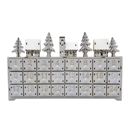 Countdown Timer Uhr Groß Holz Weihnachten Adventskalender mit 24 Schubladen Countdown bis Weihnachten Nachfüllbar Holz Adventskalender 2024 Kinder von Generisch