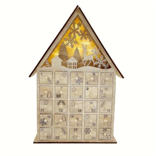 Countdown Timer Uhr Groß Holz Weihnachten Adventskalender mit 24 Schubladen Countdown bis Weihnachten Nachfüllbar Holz Adventskalender 2024 Kinder von Generisch