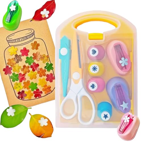 Creative Kids DIY Puncher Craft Set, Hole Puncher for Crafts Scissors Set, Craft Hole Punch Shapes Set, Shape Cutters for DIY Projects (1Set) von Generisch