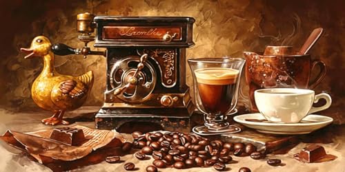 DIY 5D Diamond Painting Erwachsene, Kaffee Diamant Painting Kits Bilder Kinder Diamant Malerei Set Groß mit Zubehör Kristall Stickerei Kreuzstich Basteln Arts für Geschenk Home Wanddekor 45x90cm W5465 von Generisch