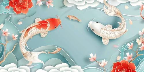 DIY 5D Diamond Painting Erwachsene, Koi-Blume Diamant Painting Kits Bilder Kinder Diamant Malerei Set Groß mit Zubehör Kristall Stickerei Kreuzstich Basteln für Geschenk Home Wanddekor 40x80cm W5317 von Generisch