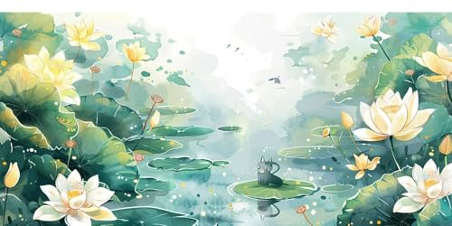 DIY 5D Diamond Painting Erwachsene,Weißer Lotus Diamant Painting Kits Bilder Kinder Diamant Malerei Set Groß mit Zubehör Kristall Strass Stickerei Kreuzstich für Geschenk Home Wanddekor 100x200cm von Generisch