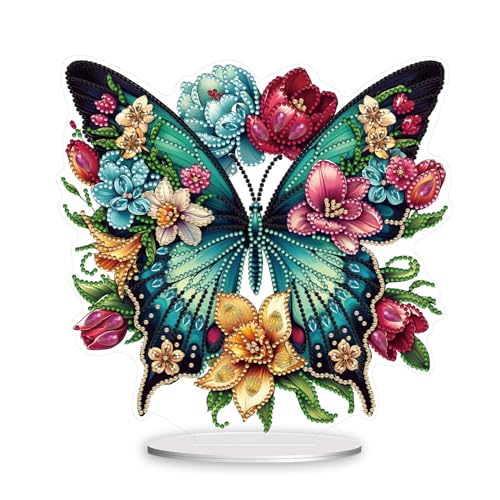 Generisch DIY Diamond Painting Tisch Deko, 5D Diamant Painting Schmetterling Tischdeko, Diamant Malerei Stehend Kunst Set, Schmetterlinge Deko Ornamente Geschenke für Zuhause,Büro Dekoration (01) von Generisch