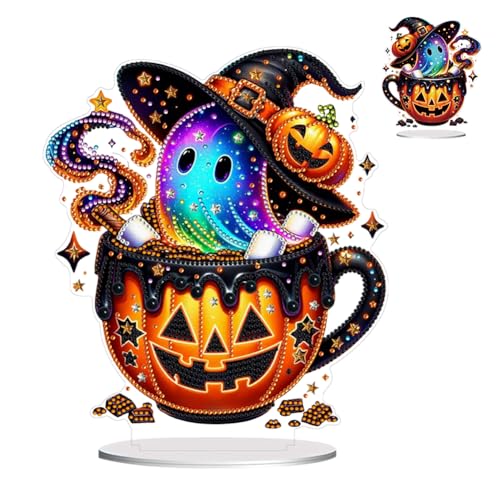 DIY Diamond Painting Tisch Deko Diamant Painting Halloween Ornamente Diamant Malerei Stehend Kunst Set Halloween Innen Dekoration Festliches Geschenk Hausgeschenk (Geist) von Generisch