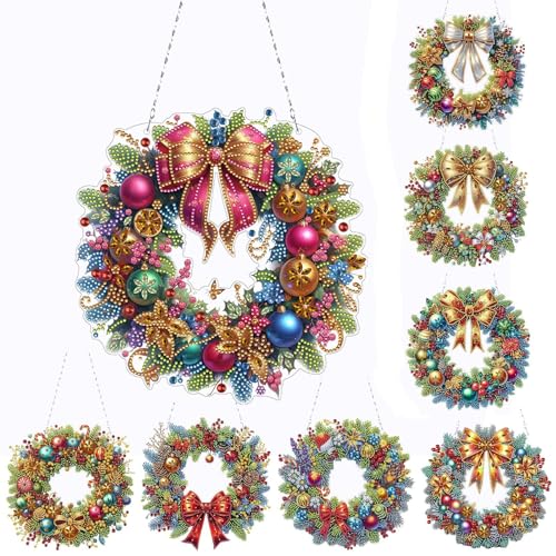 DIY Dot Diamond Window Pendant Diamond Art Painting Christmas Garland Creative Design PVC Home Decoration Pendant (Double Side Pattern, Single Side Diamond)-#12-8PC von Generisch