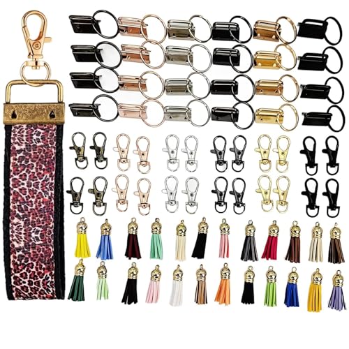 DIY Schlüsselanhänger-Set – 216 Teile mit drehbaren Clips, bunte Quasten, Karabinerverschlüsse, Bastelset für Tasche und Zubehör, Personalisierung von Generisch