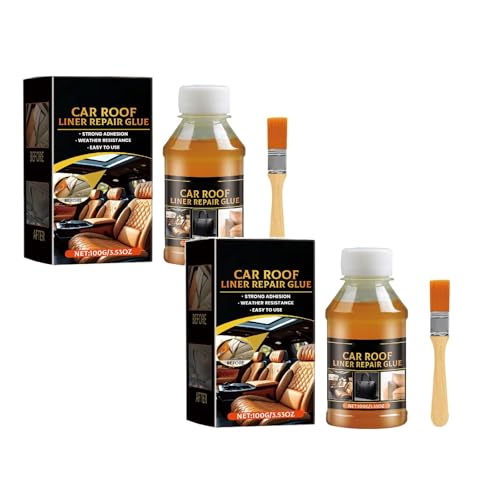 Dachhimmel-Reparaturkleber, Polsterstoff-Kleber 100ML 1/2/3 PACK Kit - Klebkraft Autodach Einfache Anwendung für Alle Leder Restaurierung Autoinnenraums Behebt Risse Löcher & Risse (2) von Generisch