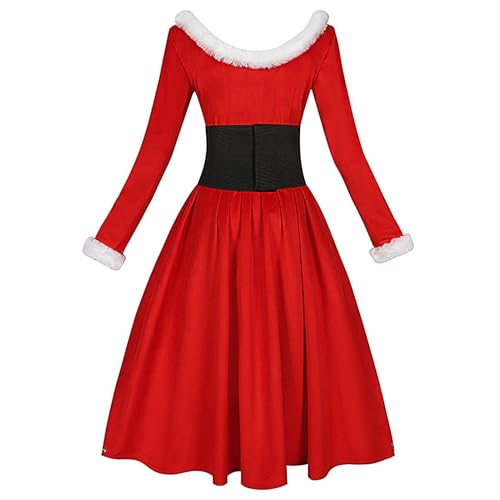 Damen Langarm Weihnachten Ballkleid Festliches Make-up Garthing Kleid Samtstoff Bequem Und Hautfreundlich, Leicht Und Atmungsaktiv, Luxuriös Und Elegant V-Ausschnitt Tanzpartner Langes Kleid von Generisch