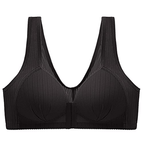 Damen Soft BH Frontverschluss-BHS für Frauen Close Brustvergrößerungs-BH WirelessUnderwear Klein Damen Bustier (Black, 36) von Generisch