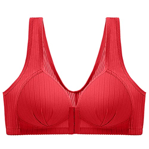 Damen Soft BH Frontverschluss-BHS für Frauen Close Brustvergrößerungs-BH WirelessUnderwear Klein Damen Bustier (Red, 40) von Generisch