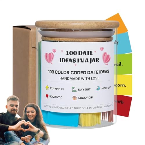 Date-Ideen für Paare – 100 Date-Ideen in einem Glas, farbcodierte Datumsideen, lustige Date-Nachtkarten, Date-Nacht-Spiele, Paare, Date-Nacht-Aktivitäten für Hochzeitstage von Generisch