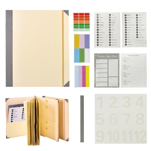 -Datei-Organizer, Taschen-Aktenordner | Aktenordner aus Papier, Fächermappe - Verstärkter Quittungs-Organizer im Letter-Format mit Etiketten für Dokumente und Pässe von Generisch