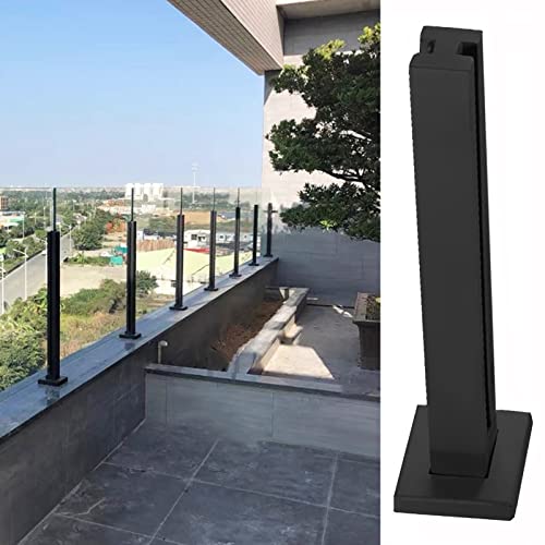 Deckpfostenhalterung Klemme für Balkon, Treppengeländer, schwarze dünne Platte, Zapfenständer für 1,3 cm Glas/Holz/Kunststoff Balustradenzaun von Generisch