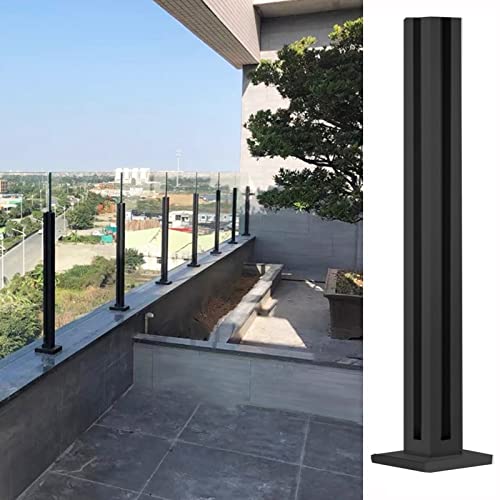 Deckpfostenhalterung Klemme für Balkon Treppengeländer Quadratischer Pfosten schwarze Zapfen für 1,3 cm Glas/Holz/Kunststoff Balustradenzaun von Generisch