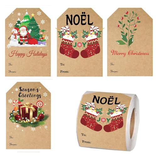 Dekorative Geschenkpapier-Namensetiketten, Weihnachtsanhänger-Aufkleber für Kinder,Selbstklebender Weihnachtsanhänger - Natürliche Kraft-Weihnachtsaufkleber, Papieranhänger, Weihnachtsetiketten für di von Generisch