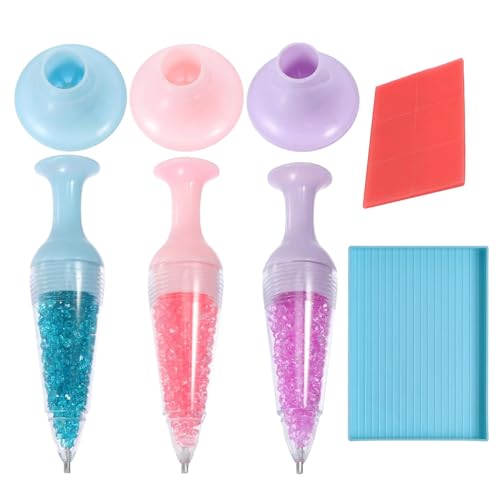 Diamant Painting Stift Zum Befüllen, 3 Stück Steine Bemalen Set, Malstifte Set Dot Painting Werkzeug, Diamond Art Pen, Nail Drill Dotting Tool Nageldesign, Gem Art Diamond Kits von Generisch