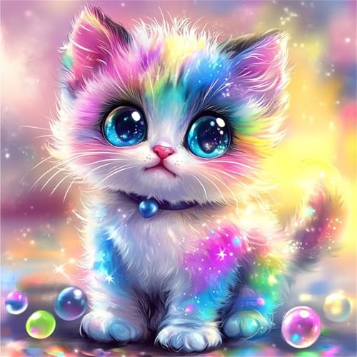 Diamond Painting 5D DIY Set für Erwachsene Farbe Katze Diamant Malerei Bastelset Full Drill Groß Set Bilder für Home Wanddeko Mädchen Basteln Embroidery Painting 80x80cm Square Drill RS00540 von Generisch