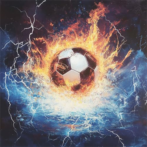 Diamond Painting 5D DIY Set für Erwachsene Flammenfußball Diamant Malerei Bastelset Full Drill Groß Set Bilder für Home Wanddeko Mädchen Basteln Embroidery Painting 30x30cm Round Drill RS00752 von Generisch