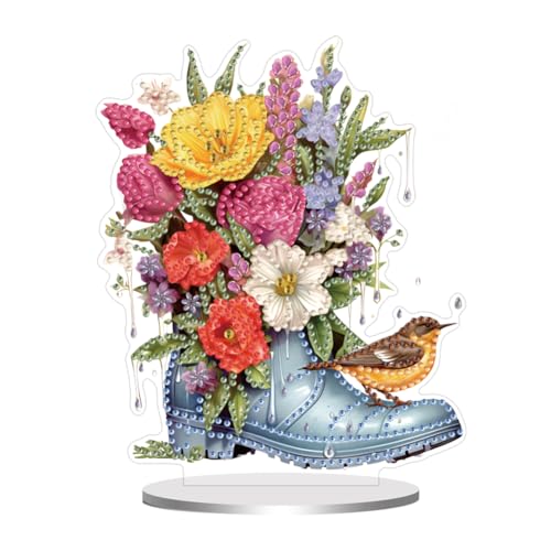 Diamond Painting Bouquet Regenschuhe Deko, 5D Diamant Painting Blumen Tischdeko, Diamant Malerei Stehend Kunst Set, Ornamente für Zuhause,Büro Dekoration,Malen nach Zahlen Kinder Geschenk von Generisch