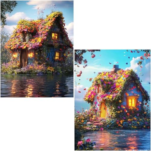 Diamond Painting Erwachsene Home 2 Pack 5D Diamant Painting Bilder DIY Full Voller Diamant Malerei Stickerei Set, Diamond Art painting Daiments Painting Erwachsene für Zuhause Wanddeko 100x130cm 4-683 von Generisch