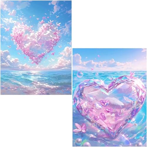 Diamond Painting Erwachsene Jewel 2 Pack 5D Diamant Painting Bilder DIY Full Voller Diamant Malerei Stickerei Set, Diamond Art painting Daiments Painting Erwachsene für Zuhause Wanddeko 40x50cm 4-699 von Generisch