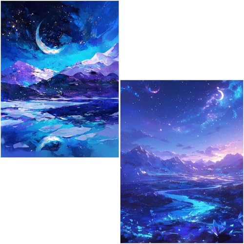 Diamond Painting Erwachsene Lake 2 Pack 5D Diamant Painting Bilder DIY Full Voller Diamant Malerei Stickerei Set, Diamond Art painting Daiments Painting Erwachsene für Zuhause Wanddeko 100x130cm 4-701 von Generisch