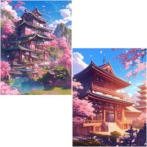 Diamond Painting Erwachsene Landscape 2 Pack 5D Diamant Painting Bilder DIY Full Voller Diamant Malerei Stickerei Set, Diamond Art Daiments Painting Erwachsene für Zuhause Wanddeko 40x50cm 4-707 von Generisch