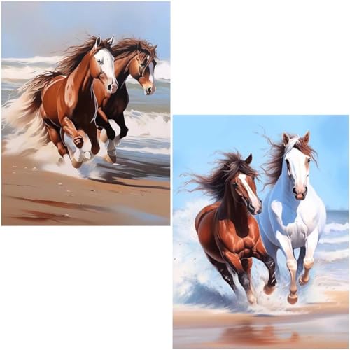 Diamond Painting Set für Erwachsene Anfänger, 2 Pack Horse 5D Diamond Painting Klein Zahlen Diamond Diamant Painting Bilder DIY Diamant Malerei Set Strass Arts Set für Home Wand Decor 50x70cm 4-688 von Generisch