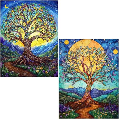 Diamond Painting Set für Erwachsene Anfänger, 2 Pack Leaves 5D Diamond Painting Klein Zahlen Diamond Diamant Painting Bilder DIY Diamant Malerei Set Strass Arts Set für Home Wand Decor 50x70cm 4-722 von Generisch