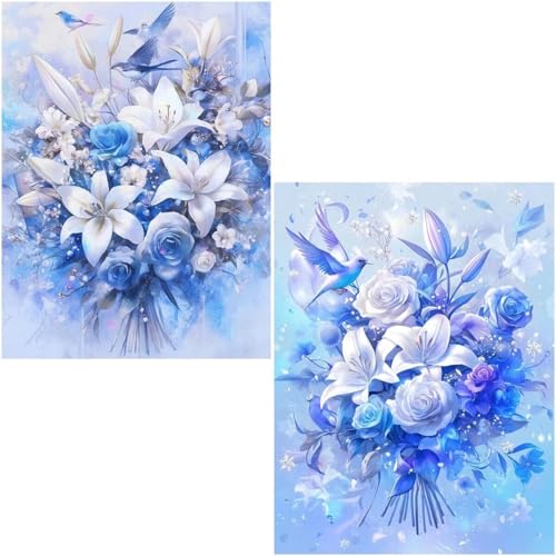 Diamond Painting Set für Erwachsene Anfänger, 2 Pack Lily 5D Diamond Painting Klein Zahlen Diamond Diamant Painting Bilder DIY Diamant Malerei Set Strass Arts Set für Home Wand Decor 40x50cm 4-724 von Generisch