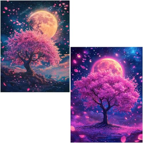 Diamond Painting Set für Erwachsene Anfänger, 2 Pack Moon 5D Diamond Painting Klein Zahlen Diamond Diamant Painting Bilder DIY Diamant Malerei Set Strass Arts Set für Home Wand Decor 40x50cm 4-734 von Generisch