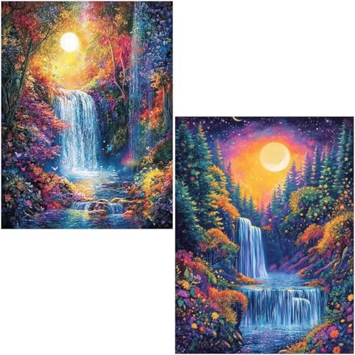 Diamond Painting Set für Erwachsene Anfänger, 2 Pack Moon 5D Diamond Painting Klein Zahlen Diamond Diamant Painting Bilder DIY Diamant Malerei Set Strass Arts Set für Home Wand Decor 40x50cm 4-740 von Generisch