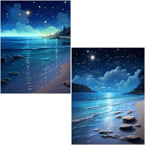 Diamond Painting Set für Erwachsene Anfänger, 2 Pack Moon 5D Diamond Painting Klein Zahlen Diamond Diamant Painting Bilder DIY Diamant Malerei Set Strass Arts Set für Home Wand Decor 50x70cm 4-736 von Generisch