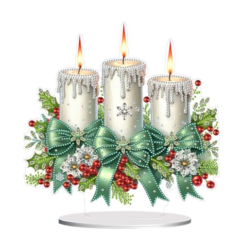 Diamond Painting Weihnachten Deko,Diamond Painting Tischdekorationen Christmas Set Erwachsene,Diamant Malerei Tisch Ornamente für Zuhause,Büro,Dekoration,Geschenk Familie-Weihnachtskerzen von Generisch