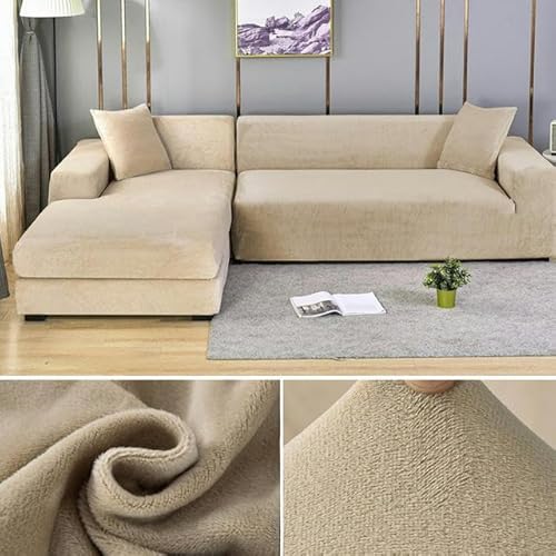 Dicker Stretch-Samt-Sofabezug, elastisch, L-förmig, Couch-Schonbezug für Wohnzimmer, Plüschstoff für 1/2/3/4-Sitzer-Sofas, grauer Reis, passend für 190-230 cm & stilvoll Dicker Stretch-Samt-Sofabezug, elastisch, L-förmig, Couch-Schonbezug für Wohnzimmer, Plüschstoff für 1/2/3/4-Sitzer-Sofas, grauer Reis, passend für 190-230 cm & stilvoll von Generisch