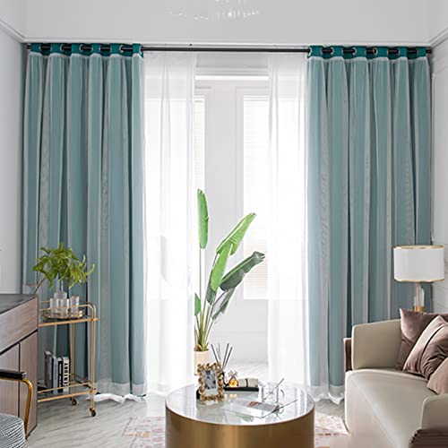 Doppellagige Verdunkelungsvorhänge mit weißer Tüll-Overlay, elegante Fensterbehandlung für Wohnzimmer und Mädchenzimmer von Generisch