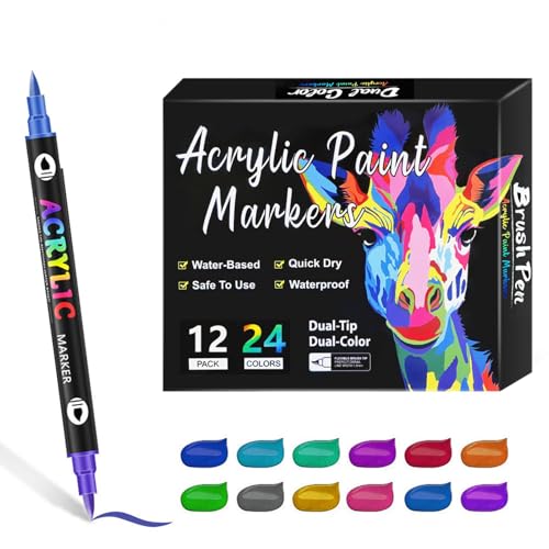 Doppelseitige Marker – Doppelendmarker für Kinder | Acryl-Marker mit zwei Spitzen, multifunktionale doppelspitzige Skizzenmarker, Künstlermarker mit zwei Spitzen für Fels, , Leinwand, Stein und Gl von Generisch