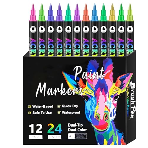 Doppelseitige Marker Zum Ausmalen | Zeichenmarker, Künstlerbedarf, Stiftset | Doppelseitiger Stift Zum Malen Durch Künstler | Kinder-Erwachsene-Marker-Set, Zeichnungsmarker, Kunst-Skizzenmarker Zum Au von Generisch