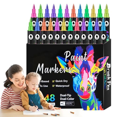 Doppelseitiger Marker, Journaling-Kunstmarker, Malstifte für Kinder und Erwachsene, vielseitige Zeichenmarker für Künstler, lebendige Farbmarker für kreative Projekte von Generisch