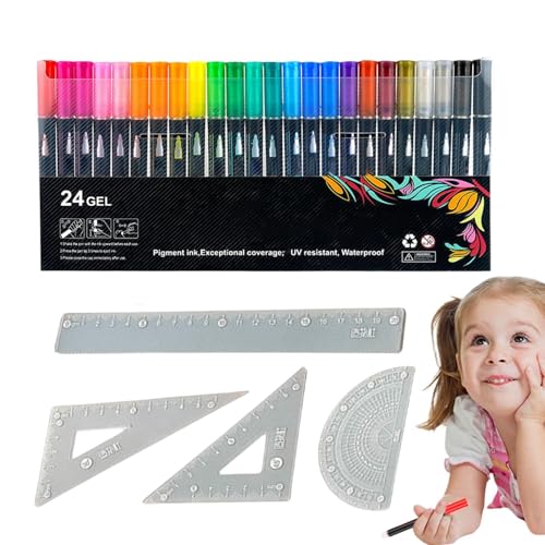 Double Lines Outline Markers, Shimmer Outline Marker Pens, Outline Pens Metallics Markers Kids, Glitter Pens Outline Marker Pens, Squiggles Shimmer Drawing Pens Includes Ruler von Generisch