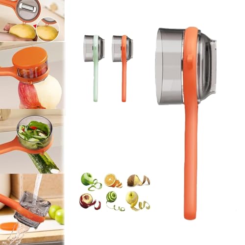 Double-Sided Stainless Steel Blade Peeling Knife with Storage Box, Multi-Function Fruit and Vegetable Peeler Knife, Peeling Knife with Storage Box, for Home Kitchen, for Home Kitchen (Orange) von Generisch