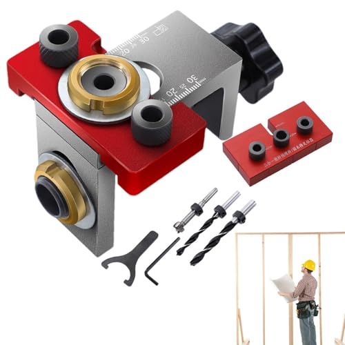 Doweling Jig für Holzbearbeitung, Dübel Jig -Kit,Einstellbarer Bohranleitung Jig Block - Holzbearbeitungsgelenke Tool, Bohrhandbuch Elektrowerkzeugzubehör Jigs von Generisch